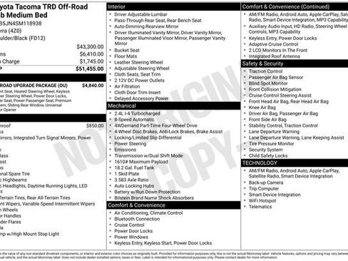 Used 2025 Toyota Tacoma TRD Off-Road w/ TRD Off Road Upgrade Package AWD/4WD image 10