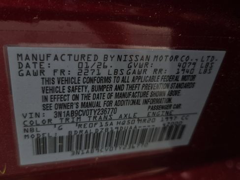 New 2026 Nissan Sentra SV w/ Floor Mat Package FWD image 16