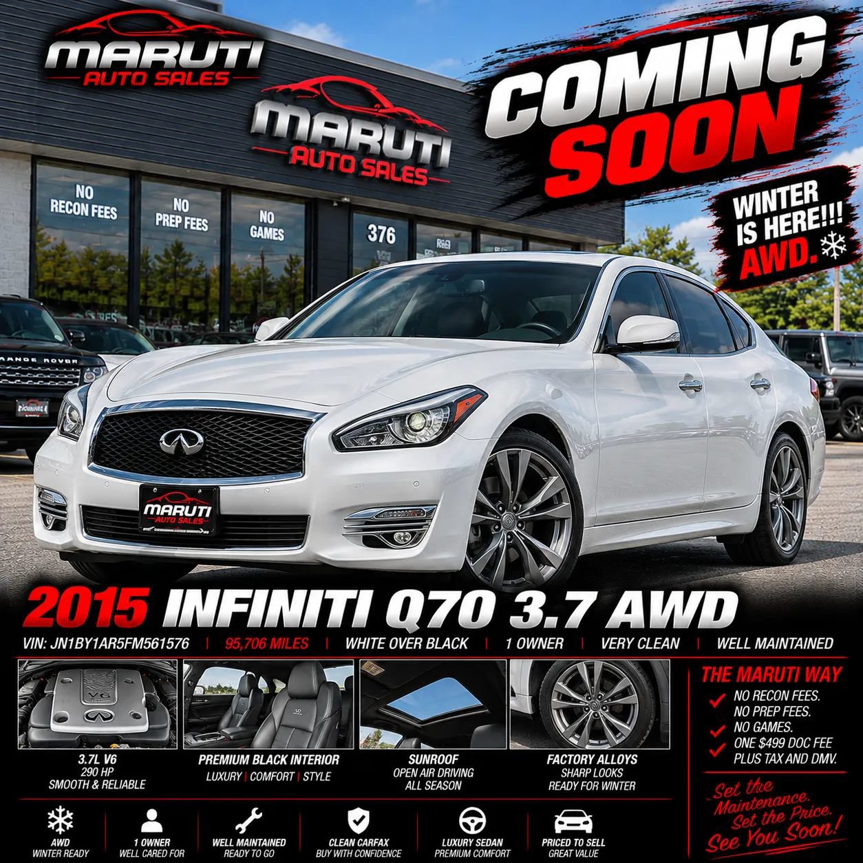 Used 2015 INFINITI Q70 3.7 w/ Deluxe Touring Package AWD/4WD image 51