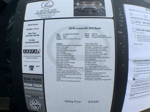 Used 2016 Lexus RX 350 FWD w/ Premium Package image 25