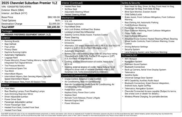 Used 2025 Chevrolet Suburban Premier AWD/4WD image 53