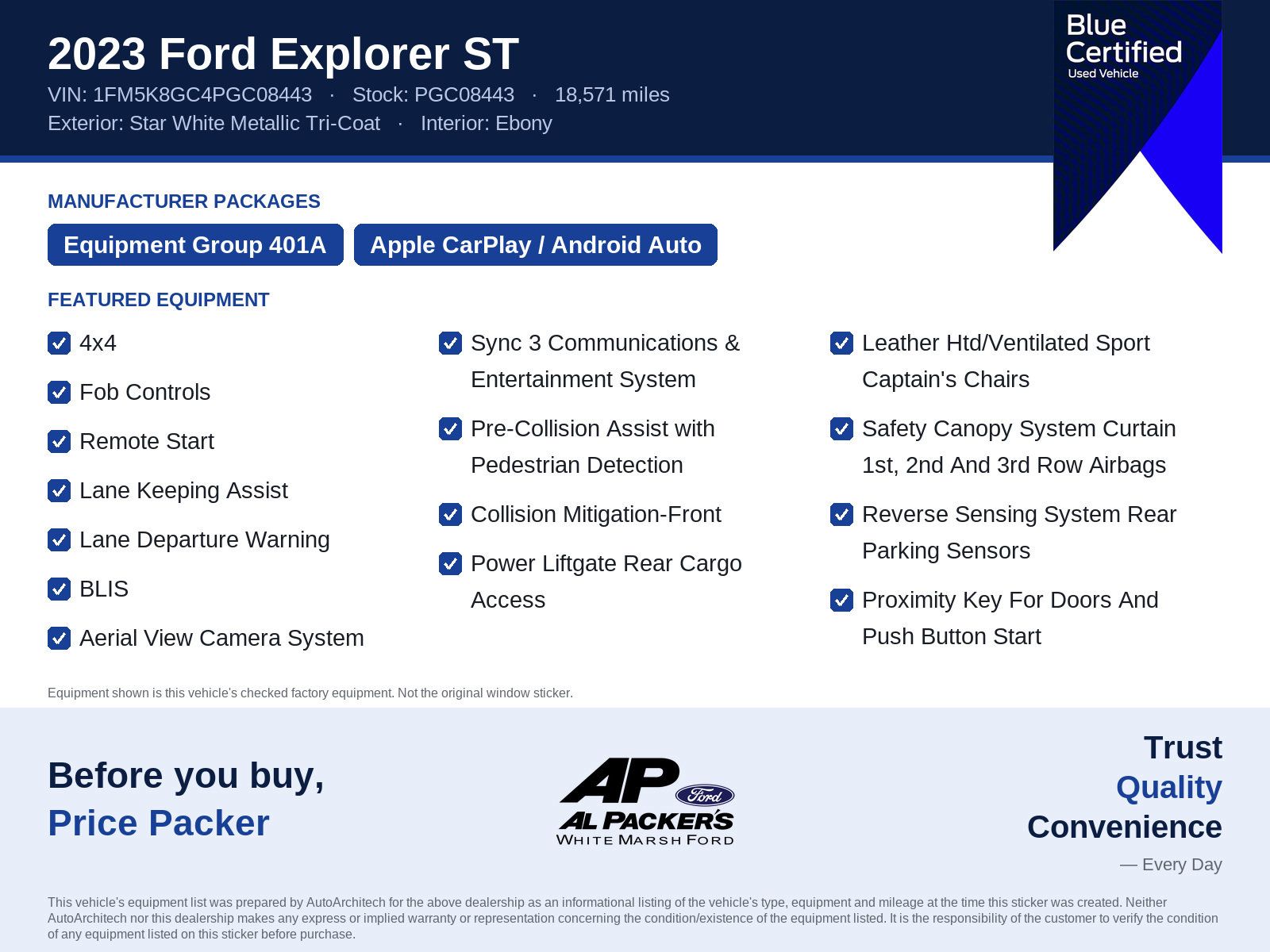 Certified 2023 Ford Explorer ST w/ Equipment Group 401A AWD/4WD image 10
