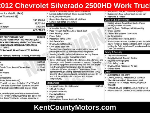 Used 2012 Chevrolet Silverado 2500 W/T w/ Snow Plow Prep Package image 1