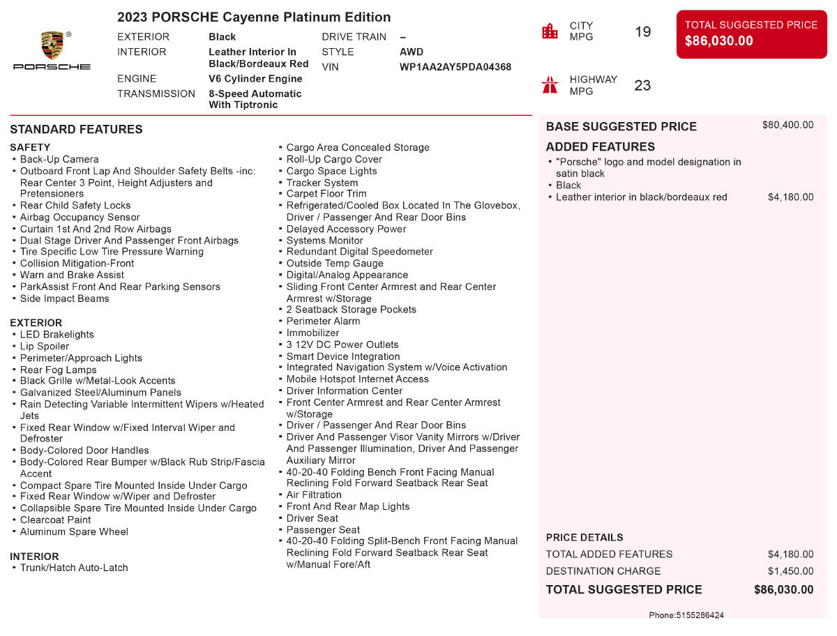 Used 2023 Porsche Cayenne Platinum Edition AWD/4WD image 3