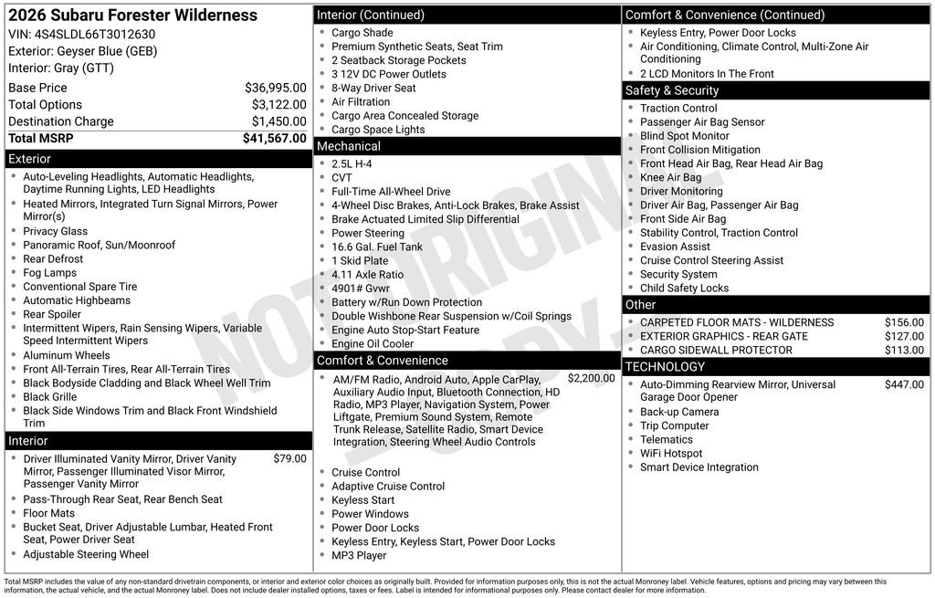 Certified 2026 Subaru Forester Wilderness AWD/4WD image 40