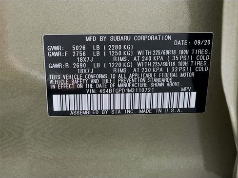 Used 2021 Subaru Outback Touring XT AWD/4WD image 35