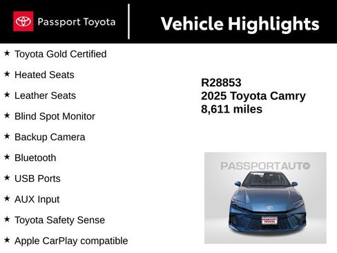 Certified 2025 Toyota Camry XSE FWD image 15