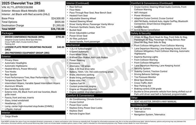 Used 2025 Chevrolet Trax RS w/ Driver Confidence Package FWD image 6