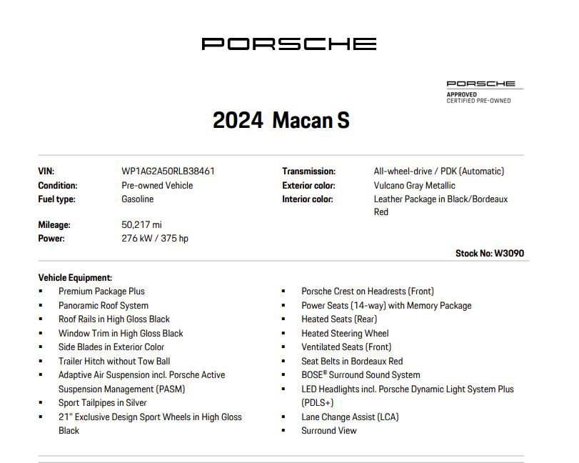 Certified 2024 Porsche Macan S AWD/4WD image 7