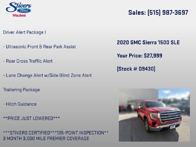 Used 2020 GMC Sierra 1500 SLE w/ SLE Value Package AWD/4WD image 32