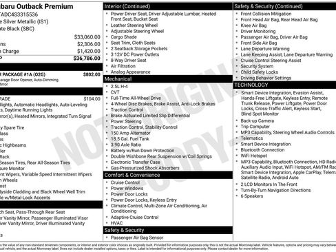 Used 2025 Subaru Outback Premium w/ Popular Package #1A AWD/4WD image 10