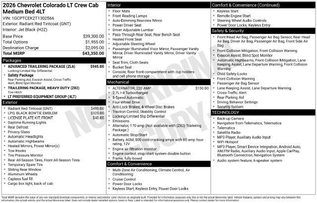 New 2026 Chevrolet Colorado LT w/ Advanced Trailering Package AWD/4WD image 25