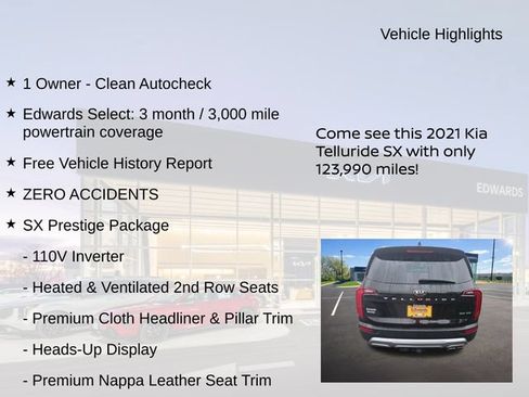 Used 2021 Kia Telluride SX w/ SX Prestige Package AWD/4WD image 8