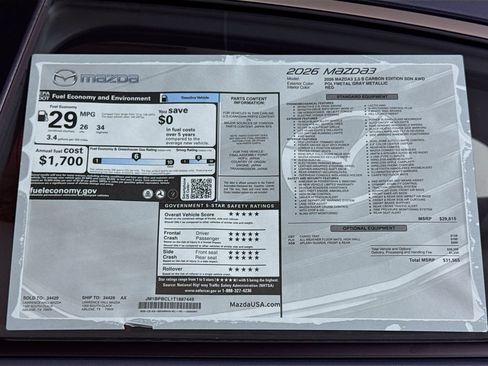 New 2026 MAZDA MAZDA3 Carbon AWD/4WD image 19