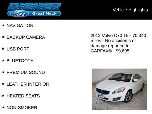 Used 2012 Volvo C70 T5 w/ Climate Pkg image 9
