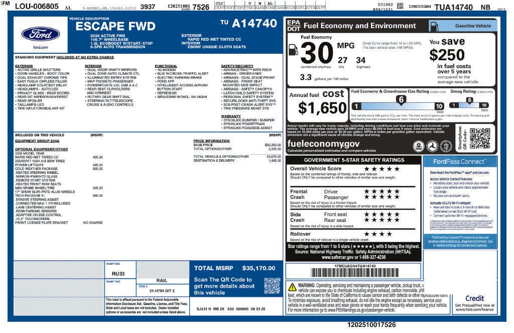 Used 2026 Ford Escape Active w/ Tech Pack #1 FWD image 47