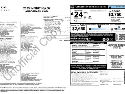 Used 2025 INFINITI QX60 Autograph w/ Cargo Package image 59