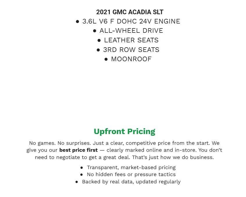 Used 2021 GMC Acadia SLT w/ Preferred Package AWD/4WD image 2