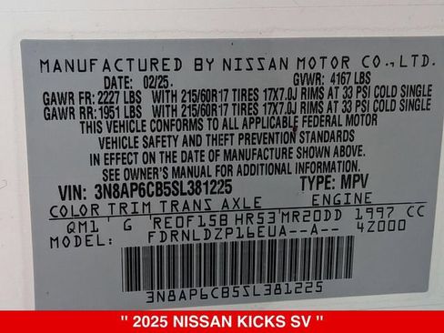 Certified 2025 Nissan Kicks SV AWD/4WD image 38