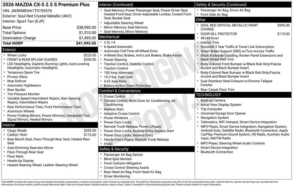 New 2026 MAZDA CX-5 2.5 S w/ Premium Plus Package AWD/4WD image 24