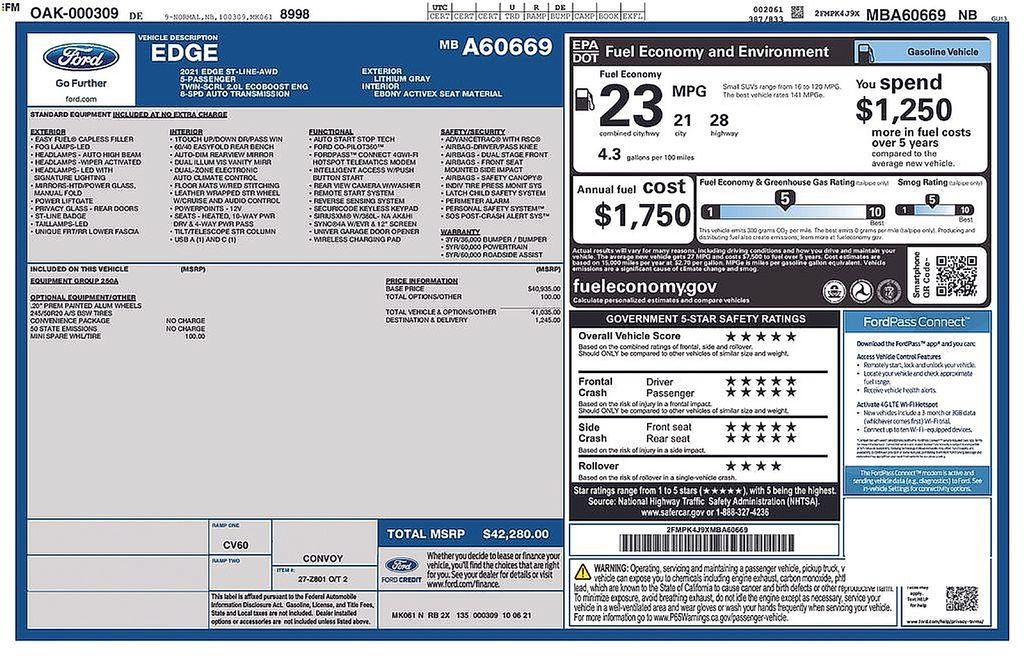 Used 2021 Ford Edge ST-Line AWD/4WD image 32