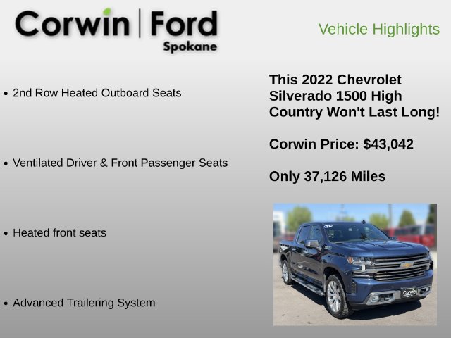 Used 2022 Chevrolet Silverado 1500 High Country AWD/4WD image 18