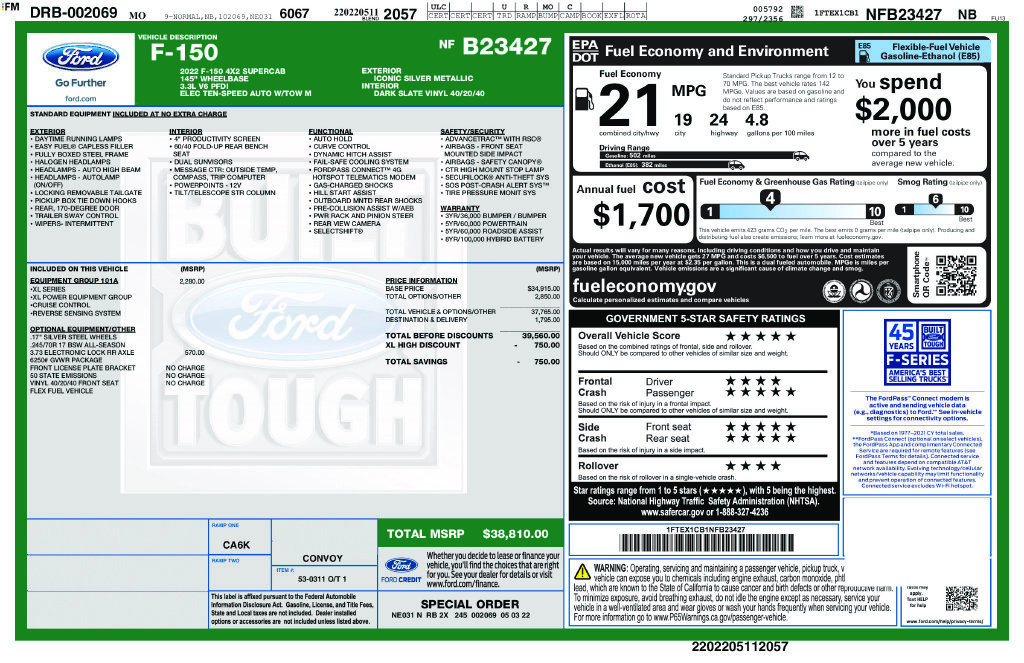 Used 2022 Ford F150 XL w/ Equipment Group 101A High RWD image 12