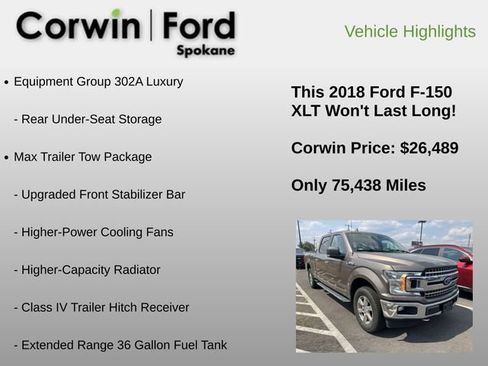 Used 2018 Ford F150 XLT w/ Equipment Group 302A Luxury AWD/4WD image 14