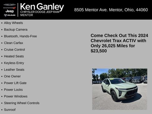 Used 2024 Chevrolet Trax ACTIV w/ Sunroof Package FWD image 5