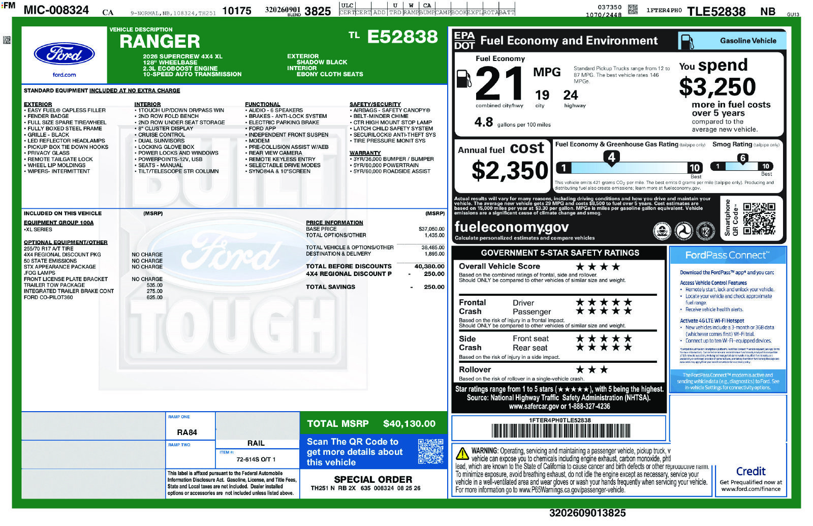 New 2026 Ford Ranger XL w/ Trailer Tow Package AWD/4WD image 10
