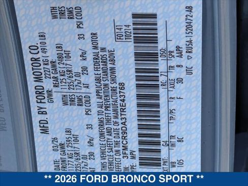 New 2026 Ford Bronco Sport Badlands AWD/4WD image 22