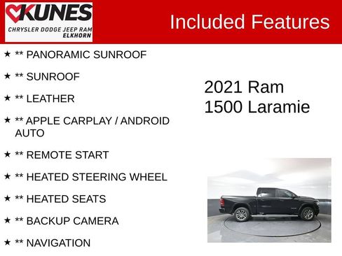 Used 2021 RAM 1500 Laramie w/ Sport Appearance Package AWD/4WD image 2