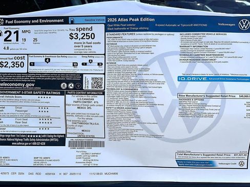 New 2026 Volkswagen Atlas Peak Edition image 19