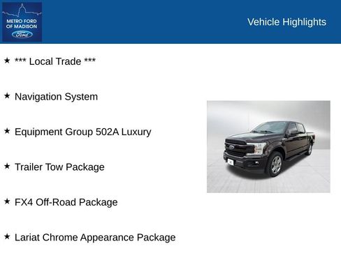 Certified 2018 Ford F150 Lariat w/ Equipment Group 502A Luxury AWD/4WD image 2