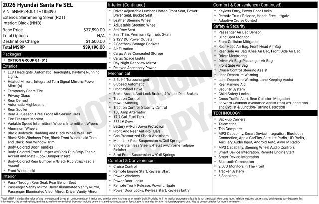 Used 2026 Hyundai Santa Fe SEL FWD image 15