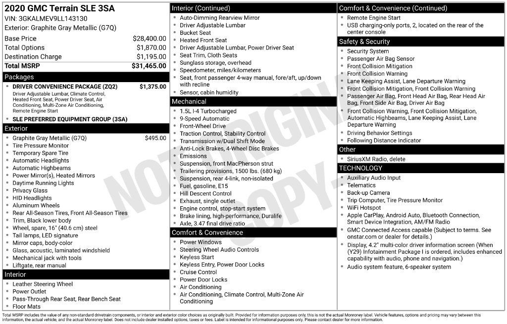 Used 2020 GMC Terrain SLE w/ Driver Convenience Package FWD image 5