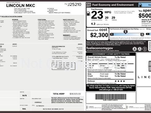 Used 2015 Lincoln MKC FWD w/ Equipment Group 101A Select image 9