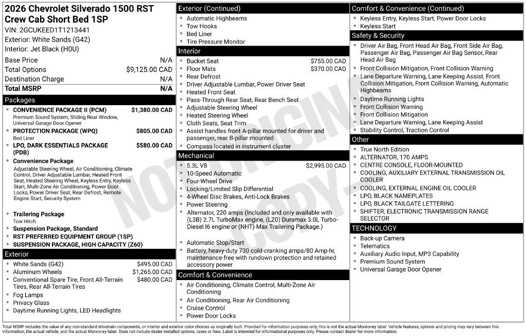 New 2026 Chevrolet Silverado 1500 RST w/ Convenience Package II AWD/4WD image 10