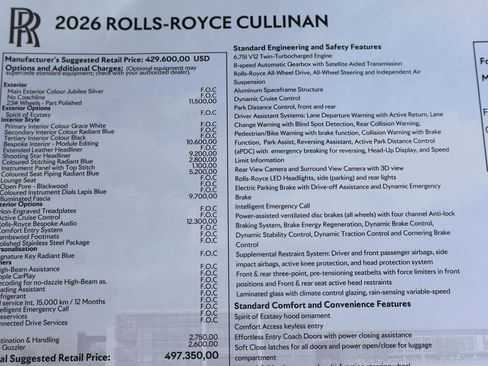 New 2026 Rolls-Royce Cullinan AWD/4WD image 11