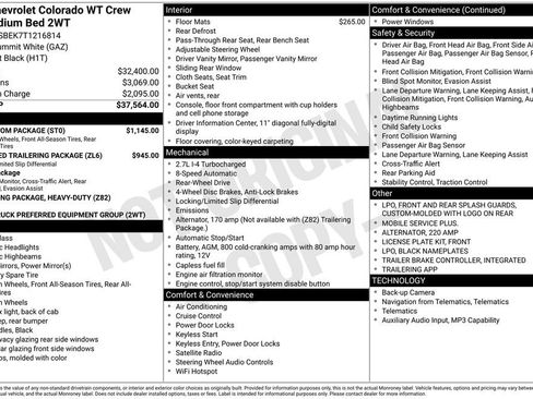 New 2026 Chevrolet Colorado W/T w/ WT Custom Package RWD image 32