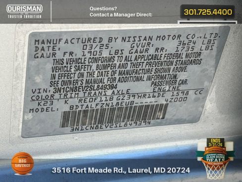 New 2025 Nissan Versa SV w/ Trunk Package image 26