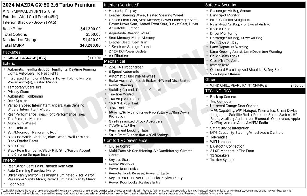 Used 2024 MAZDA CX-50 AWD 2.5 Turbo w/ Cargo Package image 3
