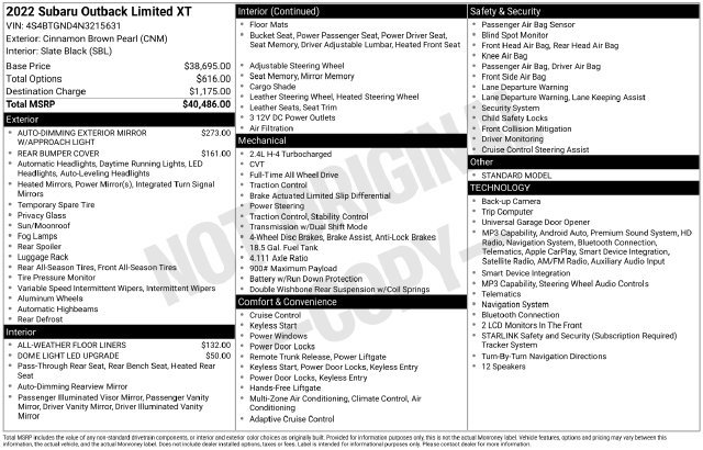 Certified 2022 Subaru Outback Limited XT AWD/4WD image 49