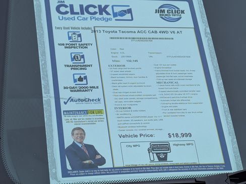 Used 2013 Toyota Tacoma ACC CAB 4WD V6 AT image 14