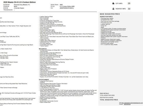 Used 2025 MAZDA CX-5 Carbon Edition image 1