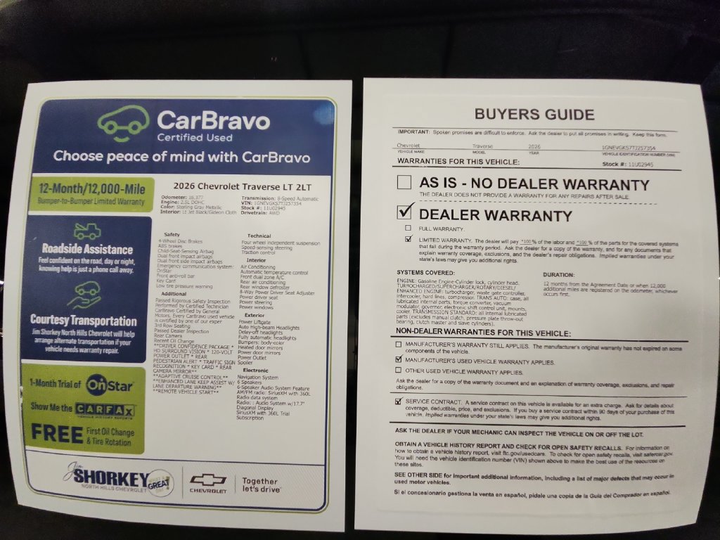 Used 2026 Chevrolet Traverse LT w/ Driver Confidence Package AWD/4WD image 33