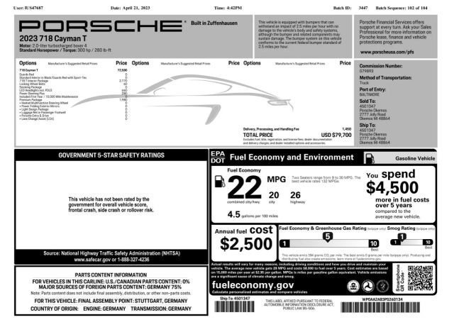 Used 2023 Porsche 718 Cayman w/ 718 T Interior Package RWD image 5