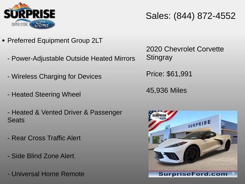 Used 2020 Chevrolet Corvette Stingray Preferred Cpe w/ 2LT Preferred Equipment Group RWD image 12