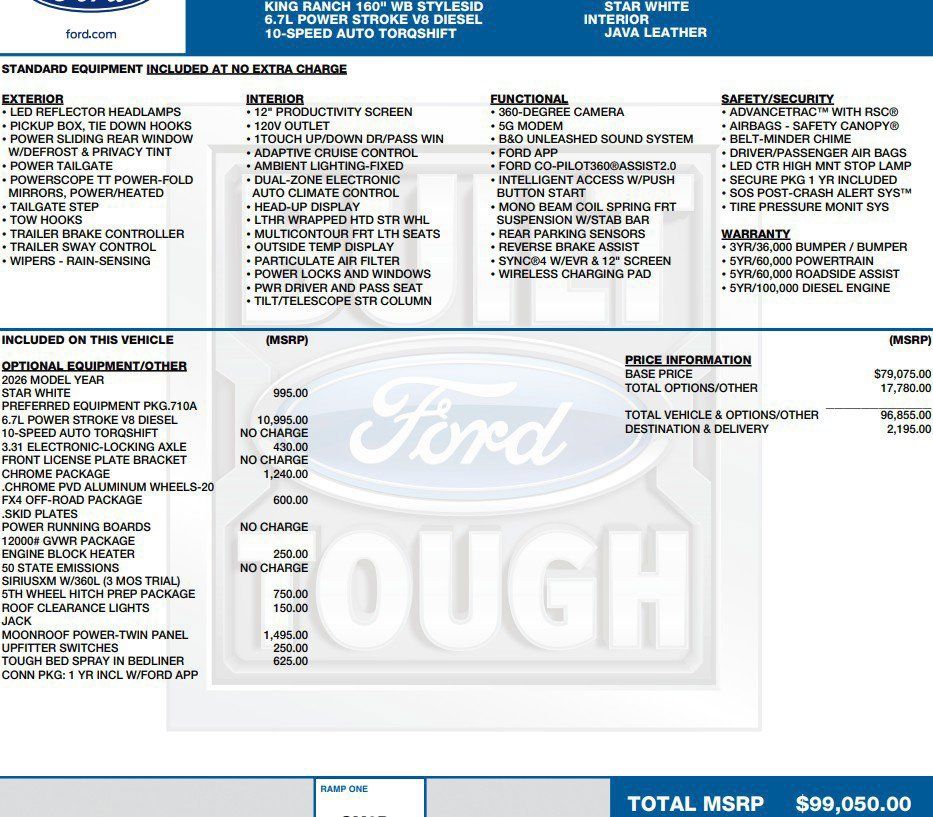 Used 2026 Ford F350 King Ranch w/ Chrome Package AWD/4WD image 2