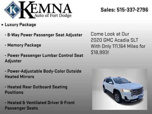 Used 2020 GMC Acadia SLT w/ Premium Package image 13